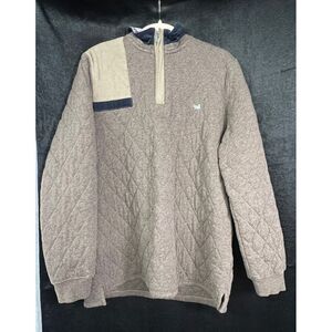 Southern marsh Quilted Quarter-Zip Pullover Brown and Navy Accent Casual Comfort